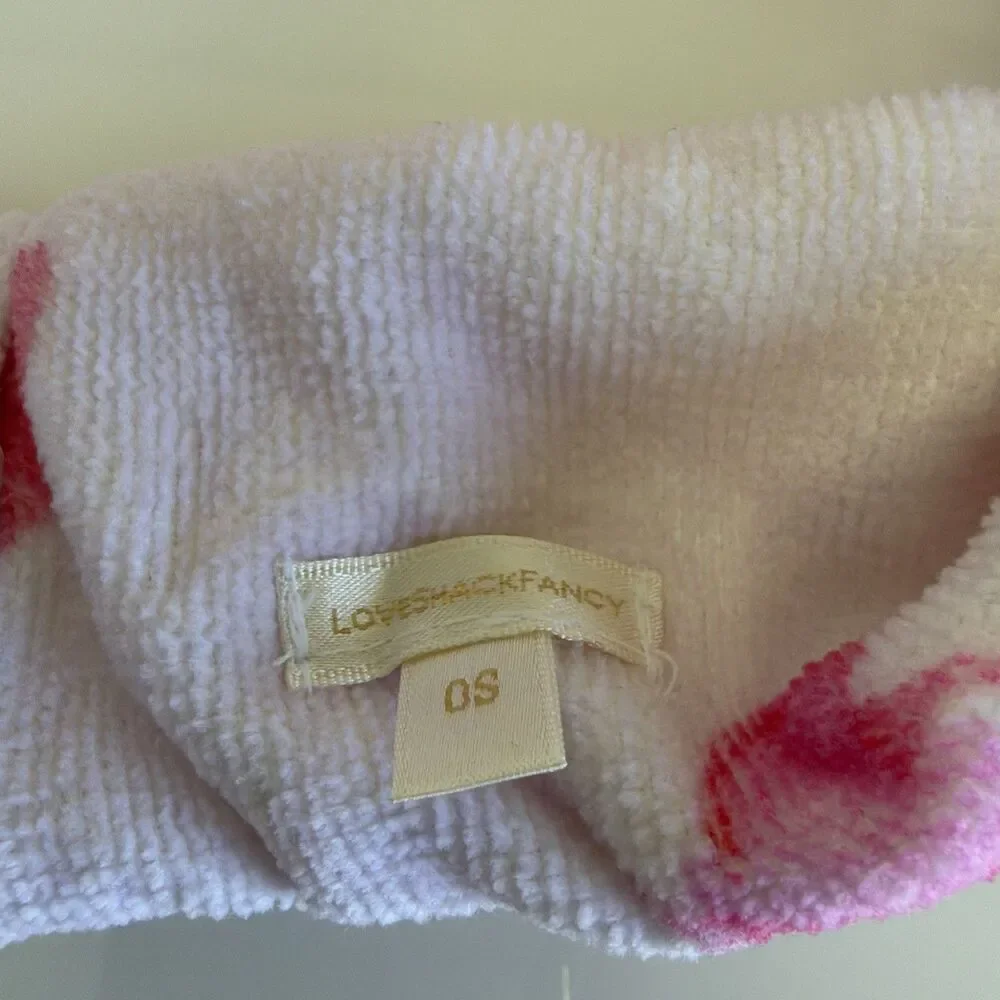 Love Shack Fancy Rare Print Face Wash Headband With Bow Blushing Kisses NWT Pink